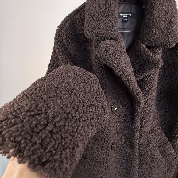 Kenneth Cole Faux Fur Teddy Dark Brown Winter Coat, Women's XL - Picture 2 of 14
